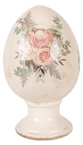 Keramické vejce na podstavci růže a eukalyptus Vintage Rose L – 15x24 cm