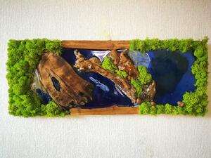 Mechový obraz v kombinaci s epoxidovou pryskyřicí 30cm x 80cm