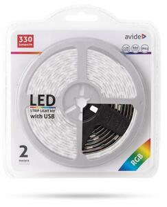Set: voděodolný LED pásek 7,2W/m, 330lm/m, RGB, délka 2m, s ovladačem a USB koncovkou