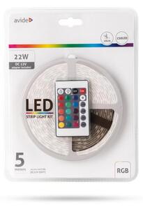 Set: voděodolný LED pásek 4,4W/m, RGB, délka 5m s ovladačem, dálkovým ovládáním a zdrojem
