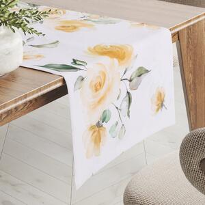 Biante Teflonový běhoun na stůl TF-043 Žluté růže na bílém 20x120 cm