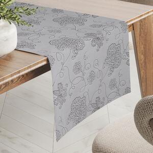 Biante Teflonový běhoun na stůl TF-083 Květované ornamenty na šedém 20x120 cm