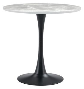 KONDELA Jídelní stůl, šedý mramor/černá, průměr 90 cm, LORIAN TYP 1