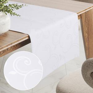 Biante Teflonový běhoun na stůl TF-100 Bílé ornamenty s lístky 20x120 cm