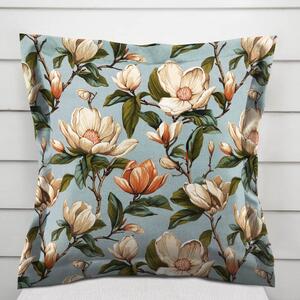 Biante Bavlněný povlak na polštář s lemem Sandra SA-545 Květy magnolie na šedomodrém 30 x 50 cm