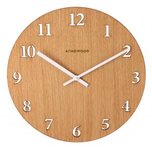 ATMOWOOD dubové numerické hodiny 34 cm - bílé ručičky