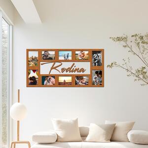 Dřevo života | Dřevěný fotorámček na zeď RODINA | Barva: Buk | Rozměry (cm): 74x36