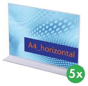 Plexi pultové stojánky, typ T, A4 na šířku, balení 5 ks