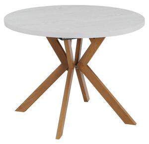 KONDELA Jídelní rozkládací stůl, bílá/dub, 100-250x75,5 cm, LUKOS