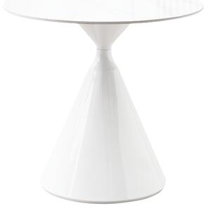 KONDELA Jídelní stůl, světlý mramor/bílá, průměr 80 cm, VALER