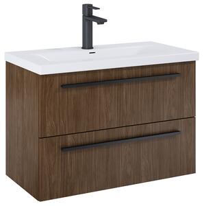 Roca Kwadro skříňka 79.8x38.4x53 cm pod umyvadlo závěsná ořechová A857970540