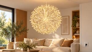 Závěsná LED světelná pampeliška, 30 cm, 1600 LED, teplá bílá se studenými záblesky