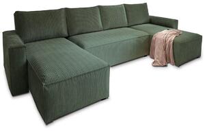 Tmavě zelená sedací souprava do U COSARO 295x140 cm