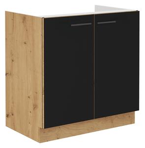 KONDELA Spodní dřezová skříňka, černý mat / dub artisan, Monro 80ZL 2F BB