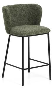 Tmavě zelená čalouněná barová židle (výška sedáku 65 cm) Ciselia – Kave Home