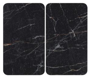 Kryty na sporák v sadě 2 ks z tvrzeného skla 52x30 cm Black Marble – Wenko
