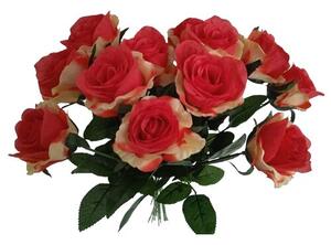 Umělá kytice Růží červeno-žlutá, 67 cm, 12 ks