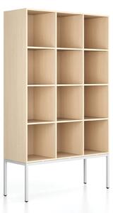 Regál FRAME, s bílou podnoží, 1299 x 450 x 2185 mm, bříza