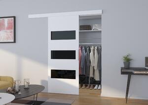 Posuvné dveře na stěnu s lakovaným sklem 86 cm FABRIA - bílé / černé