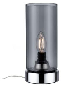 Paulmann 77056 Pinja, stolní dotyková lampa, 1x40W, chrom, kouřové stínítko, 24cm