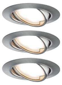 Paulmann 93421 LED base, set kulatých bodovek z kartáčovaného hliníku, 3x6,5W LED 3000K, prům. 9cm
