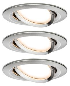 Paulmann 93447 LED Coin Nova round, set kulatých bodovek v úpravě broušená ocel, 3x6W LED 2700K, prům.8,4cm
