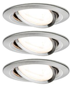 Paulmann 93465 LED Nova round, set kulatých bodovka v úpravě broušená ocel, 3x6,5W LED 2700K GU10, 3 krokové stmívání, prům.8,4cm