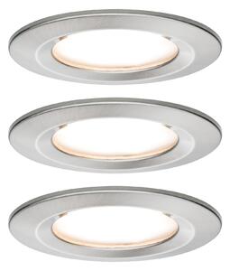 Paulmann 93458 LED Coin Nova round, set kulatých bodovek v úpravě kartáčovaná ocel, 3x6W LED 2700K, prům.7,8cm, IP44