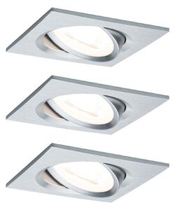 Paulmann 93456 LED Coin Nova rectangular, set hranatých bodovek z kartáčovaného hliníku, 3x6,5W LED 2700K, 8,4x8,4cm