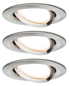 Paulmann 93878 Premium LED Slim Coin Satin, náklopná zápustná bodovka 3x6,8W LED 2700K stmívatelná, kartáčovaný kov, prům. 8,4cm