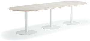 AJ Produkty Stůl METRIC, oválný, 3000x1000x720 mm, bílá/jasan