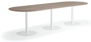 AJ Produkty Stůl METRIC, oválný, 3000x1000x720 mm, bílá/ořech