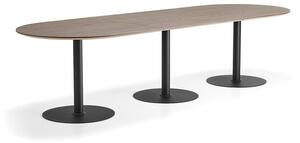 AJ Produkty Stůl METRIC, oválný, 3000x1000x720 mm, černá/ořech