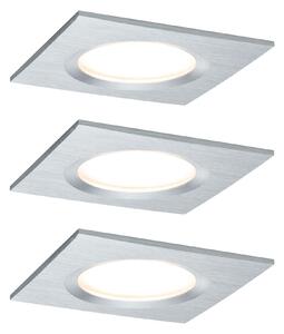 Paulmann 93895 Premium LED Slim Coin, hranatá zápustná bodovka 3x6,8W LED 2700K stmívatelná, broušený hliník, 7,8x7,8cm, IP44