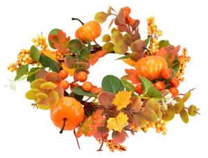 Podzimní věneček s dýněmi a eukalyptem, 25 cm