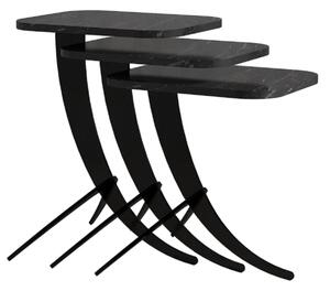 Odkládací stolek Pion Black Marble, 3 ks