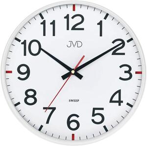 JVD Pastelové bílé nástěnné tiché netikající hodiny JVD HX2508.1 (netikající plynulý chod)