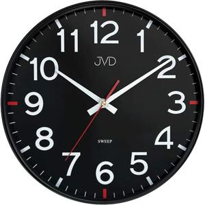 JVD Pastelové černé nástěnné tiché netikající hodiny JVD HX2508.2 (netikající plynulý chod)