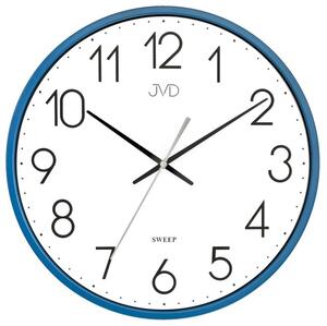 JVD Modré nástěnné tiché netikající hodiny JVD HX8016.4 (netikající plynulý chod)