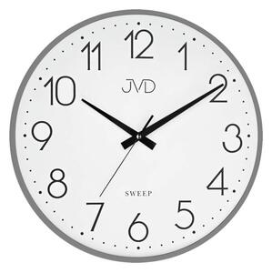 JVD Šedé nástěnné kovové netikající tiché hodiny JVD HK4129.3 (netikající plynulý chod)