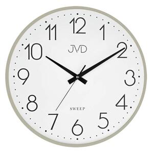 JVD Šedé nástěnné kovové netikající tiché hodiny JVD HK4129.1 (netikající plynulý chod)