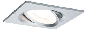 Paulmann LED Coin Nova rectangular, hranatá bodovka z kartáčovaného hliníku, 1x6,5W LED 2700K, 8,4x8,4cm