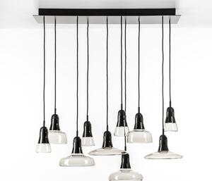 Brokis PC00921_035 Shadows set rectangular large, závěsné svítidlo, foukané kouřové hnědé sklo - černý dub - černý kabel, 10x5W LED GU10 dim, 100x36cm
