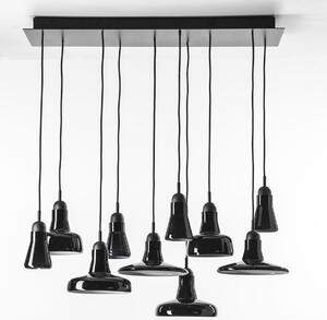 Brokis PC00921_029 Shadows set rectangular large, závěsné svítidlo, foukané lesklé černé sklo - černý dub - černý kabel, 10x5W LED GU10 dim, 100x36cm