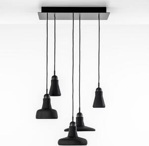 Brokis PC00931_038 Shadows set rectangular small, závěsné svítidlo z foukaného skla, matné černé sklo/černý dub/černý kabel, 5x5W LED, 60x36cm