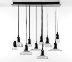 Brokis PC00921_025 Shadows set rectangular large, závěsné svítidlo, foukané kouřové šedé sklo - černý dub - černý kabel, 10x5W LED GU10 dim, 100x36cm