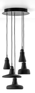 Brokis PC00929_063 Shadows set ring canopy, závěsné svítidlo z foukaného skla, matné černé sklo - černý dub - černý kabel, 5x5W LED 2700K dim, prům. 40cm
