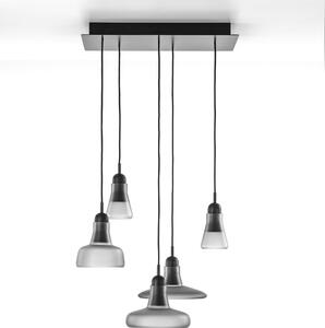 Brokis PC00931_026 Shadows set rectangular small, závěsné svítidlo z foukaného skla, opaline sklo/černý dub/černý kabel, 5x5W LED, 60x36cm