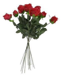 Umělá kytice Růží červená, 67 cm, 12 ks