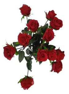 Umělá kytice Růží červená, 67 cm, 12 ks